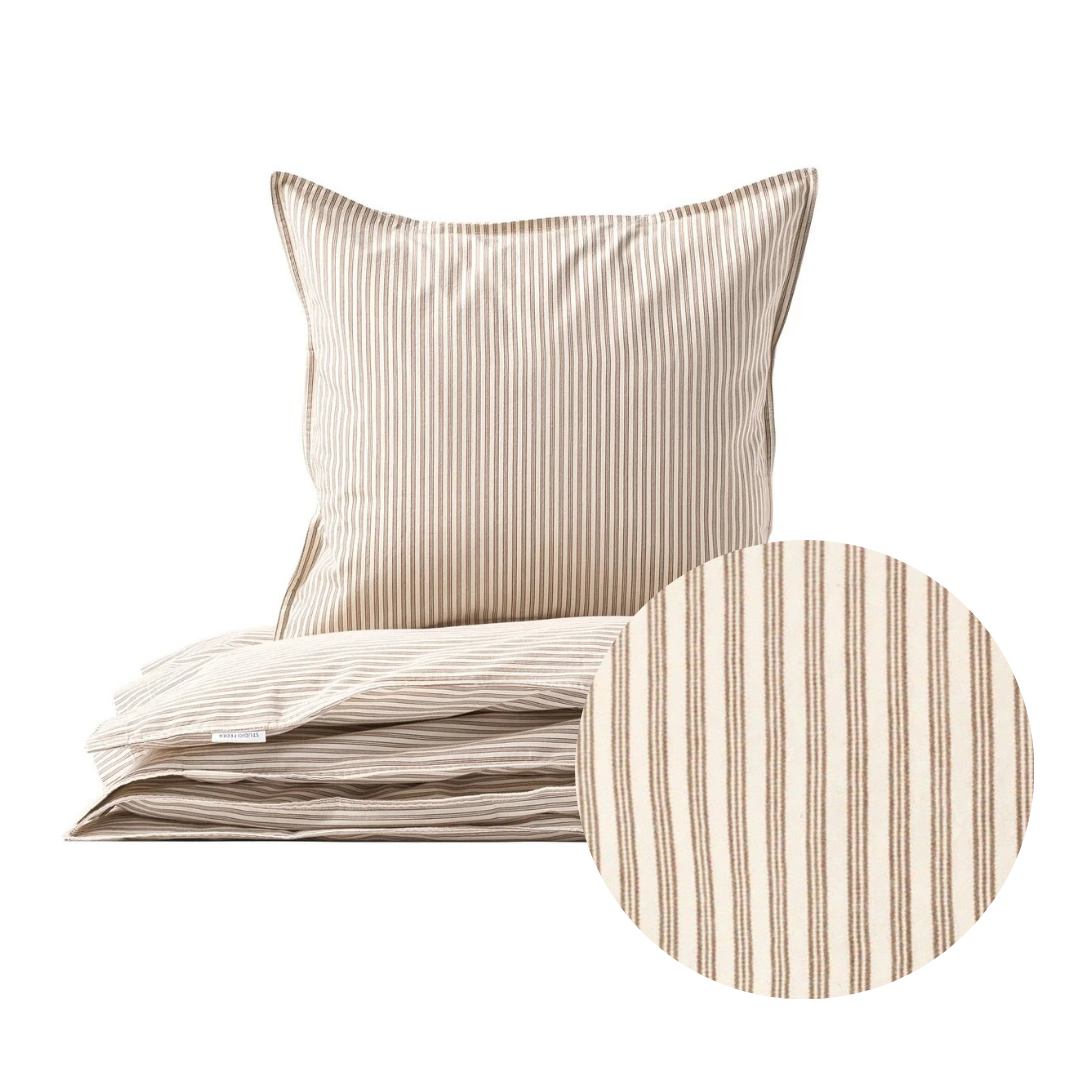 Percale sengesæt - Brown Beach Stripe